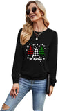 Women Be Merry Shirt Long Sleeve Buffalo Plaid Christmas Blouse