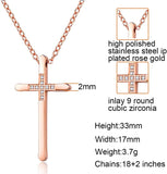 Collier croix femme 18 carats or rose rempli d’argent, longs et grands colliers croix maigres simples, idées pour sa mère, sa fille, sa sœur, sa femme 