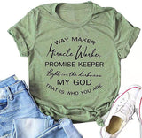 FZLYE Womens Way Maker Miracle Worker Promise Keeper Light in The Darkness My God T-Shirt Tank Graphic Tees Tops