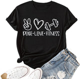 Women Peace Love Fitness Shirt Fitness Shirts