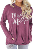 Women Long Sleeve Mom Life Blouse with Pockets