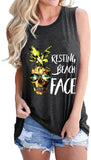 Women Resting Beach Face Shirt Women Pineapple Tank Tops