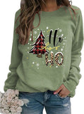 Women Ho Ho Ho Christmas Sweatshirt Christmas Tree Snowflake Graphic Shirt