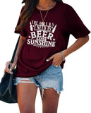 Women Vacation Summer Shirt The Only BS I Need is Beer and Sunshine Tees Tops