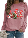 Women Christmas Gnomes Sweatshirt Long Sleeve Christmas Tree Shirt