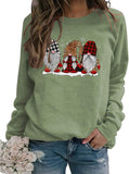 Women Long Sleeve Buffalo Plaid & Leopard Santa Sweatshirt Christmas Santa Sweatshirt