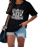 Women Vacation Summer Shirt The Only BS I Need is Beer and Sunshine Tees Tops
