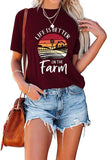 Funny Farming Shirt Women Life is Better on The Farm Tees Tops