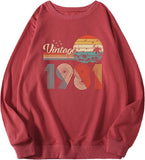 Vintage 1981 Sweatshirt 40 Years Old Birthday Gift Long Sleeve Shirt for Women