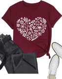 Valentine's Day Tees Women Love Heart Graphic Shirt