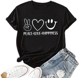 Femmes paix amour bonheur T-Shirt bonheur T-Shirt femme chemise graphique
