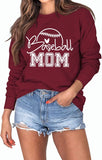 Damen Baseball Mom Sweatshirt Sport Mama Geschenk Langarmshirt