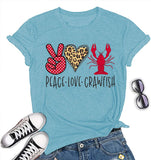 Femmes Peace Love Crawfish T-Shirt Crawfish Chemise graphique