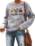 Sweatshirt mit Aufschrift „Peace Love Turkey“ für Damen, Thanksgiving-Grafik, Kleidungsshirt