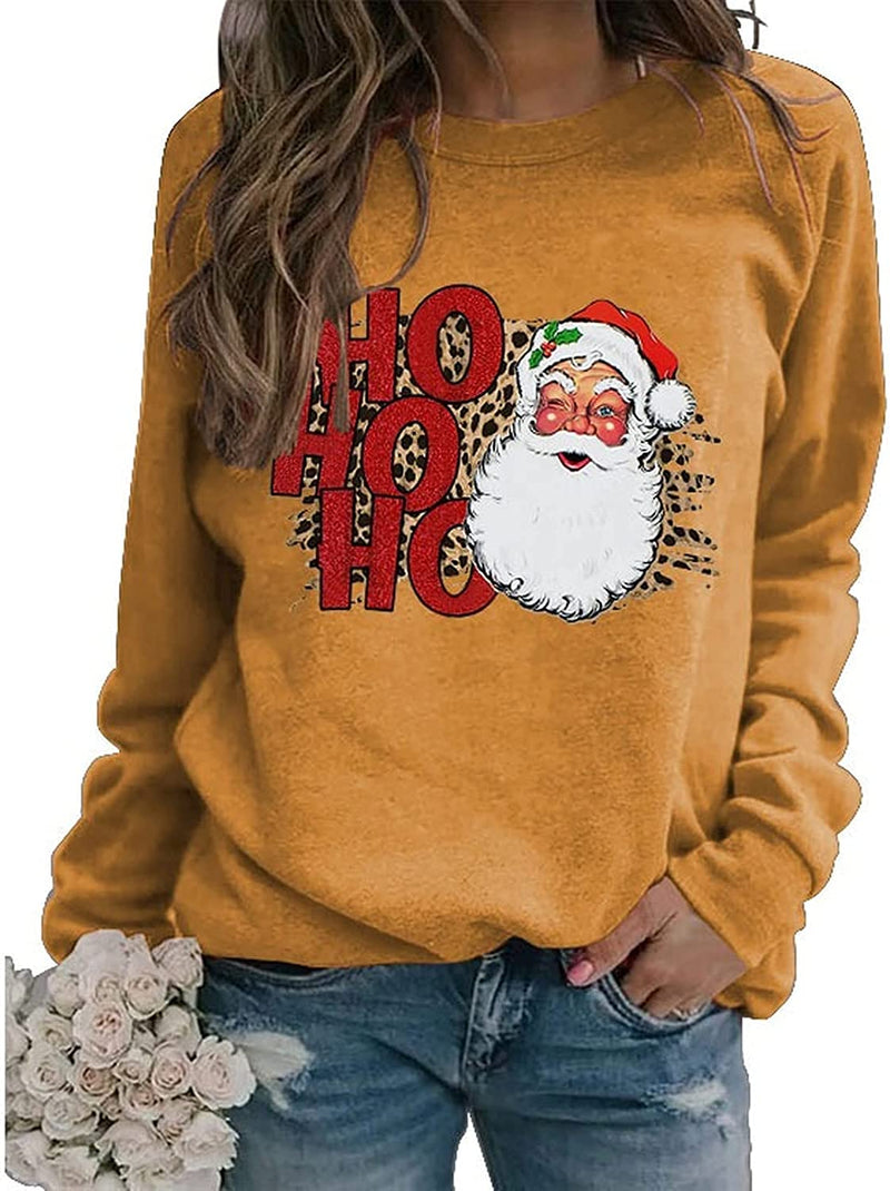 Women Vintage Santa Sweatshirt Ho Ho Ho Merry Christmas Shirt