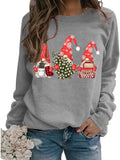 Women Christmas Gnomes Sweatshirt Long Sleeve Christmas Tree Shirt