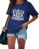 Women Vacation Summer Shirt The Only BS I Need is Beer and Sunshine Tees Tops