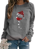 Women Long Sleeve Wine Sweatshirt Wine Glasses with Santa Hat for Christmas Sweatshirt