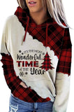 Damen Langarmshirt „It's The Most Wonderful Time Of The Year“ mit Buffalo-Karomuster, Weihnachts-Kapuzenpullover