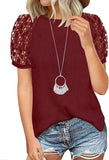 Women Fashion Tops Grace Stitching Round Neck Short-Sleeved Shirt
