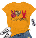 Femmes Peace Love Crawfish T-Shirt Crawfish Chemise graphique