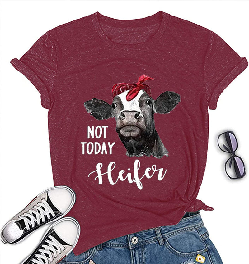 T-Shirt femme, pas aujourd'hui, génisse, vache, graphique