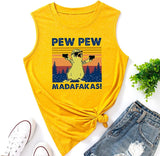 Women Pew Pew Madafakas Tank Funny Pew Pew Cat Shirt