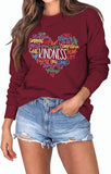 Damen Sweatshirt mit Aufschrift „Kindheit, Liebe, Herz“, langärmelig