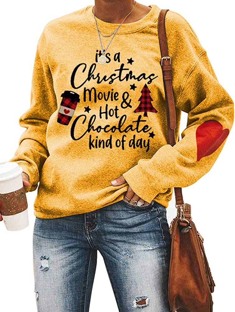 Women Long Sleeve It's A Christmas Movie and Hot Chocolate Kind of Day Sweatshirt