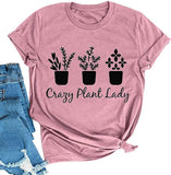 Damen Crazy Plant Lady Grafik T-Shirt