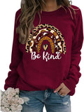 Be Kind Rainbow Sweatshirt for Women Long Sleeve Kindness Shirt