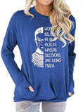 Women Long Sleeve Women Belong in All Places Blouse with Pockets Women Graphic Shirt