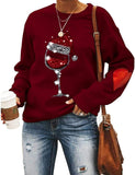 Women Christmas Wine Shirt Santa Wine Glass Sweatshirt