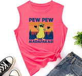 Women Pew Pew Madafakas Tank Funny Pew Pew Cat Shirt