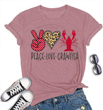 Femmes Peace Love Crawfish T-Shirt Crawfish Chemise graphique