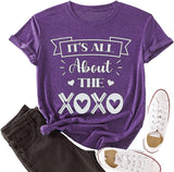 Valentines Day Shirts Women It's All About The Love Heart Tee Tops