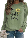 Women Long Sleeve You are The Light of The World Sweatshirt Sunflower Sweatshirt