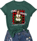 Women OMG Santa I Know Him Funny Christmas T-Shirt Santa Shirt