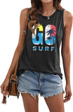 Go Surf Coconut Tree Tank Top Shirt für Frauen Strand Wellen Surfen Fan Shirt