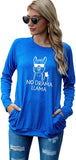 Women No Drama Llama Shirt Long Sleeve Llama Blouse with Pockets