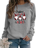 Damen Langarmshirt „Chillin with My Gnomes“ Weihnachtspullover Weihnachtsshirt