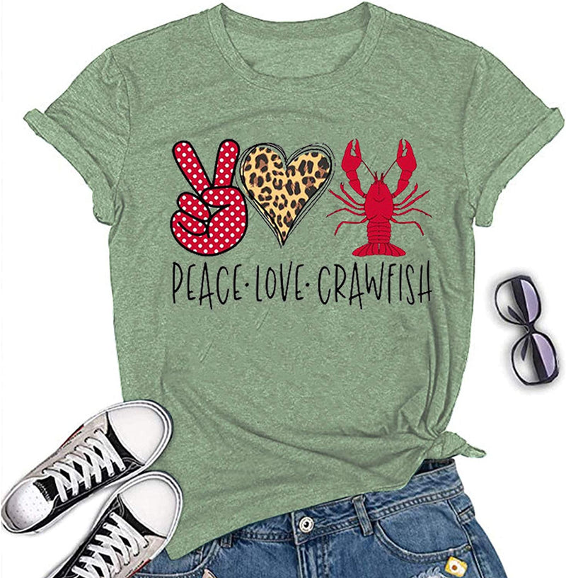 Femmes Peace Love Crawfish T-Shirt Crawfish Chemise graphique