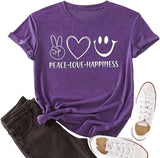 Femmes paix amour bonheur T-Shirt bonheur T-Shirt femme chemise graphique