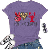 Femmes Peace Love Crawfish T-Shirt Crawfish Chemise graphique