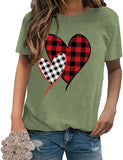 Buffalo Plaid Love Hearts Shirt Women Valentines Day Gift Tees