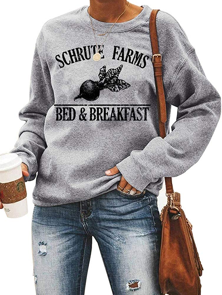 Women Long Sleeve Schrute Farms Red & Breakfast Sweatshirt