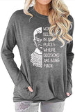 Women Long Sleeve Women Belong in All Places Blouse with Pockets Women Graphic Shirt