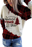 Damen Langarmshirt „It's The Most Wonderful Time Of The Year“ mit Buffalo-Karomuster, Weihnachts-Kapuzenpullover