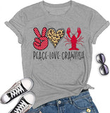 Femmes Peace Love Crawfish T-Shirt Crawfish Chemise graphique