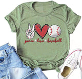Baseball-Shirt für Damen, Motiv: Peace Love